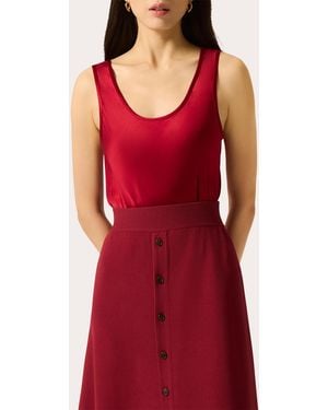 Argent Silk Charmeuse Scoop Neck Tank Top - Red