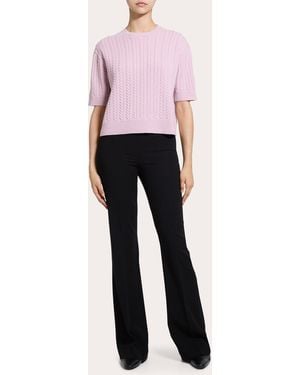 Theory Cashmere Cable Knit Crewneck T-Shirt - Pink