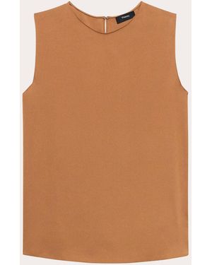 Theory Silk Georgette Shell Top - Brown