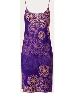 Karma On The Rocks Edo Hanabi Printed Silk Slip Dress - Purple