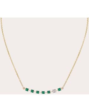Ritique Emerald & Diamond Bar Pendant Necklace - Natural