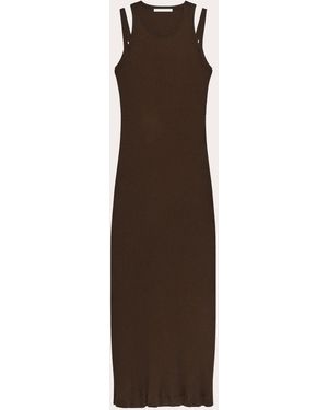 Helmut Lang Ribbed Racerback Strap Midi Dress - Brown