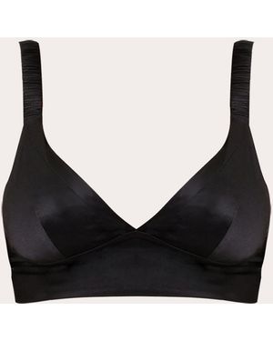 ROMUṠE Fiamma Ruched Stretch Silk Bralette - Black