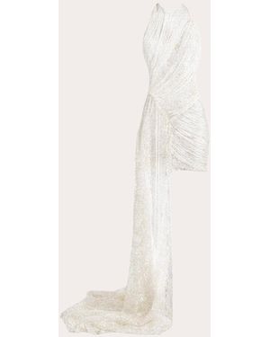 Francisco Arce Vexa Draped Silk Fringe Mini Dress - Natural