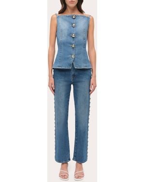 Jonathan Simkhai Amelia Studded High-Rise Jeans - Blue