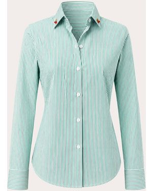 Verde Limon Marion Stripe Cherry Charm Shirt - Green