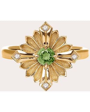 Rouvenat Peridot & Diamond 18K Large Stamp Ring - White