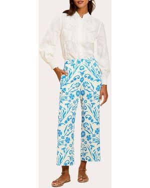 mestiza Taylor Floral Cotton Cropped Pants - Blue