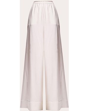 ROMUṠE Lourdes Stretch Silk Wide-Leg Pants - Pink