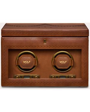 Wolf Brogue Double Watch Winder - Brown
