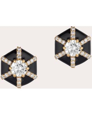 Goshwara Queen 18K Diamond Enamel Earrings - Black