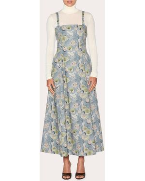 Lia Cohen Reflection Floral A-Line Dress - Blue