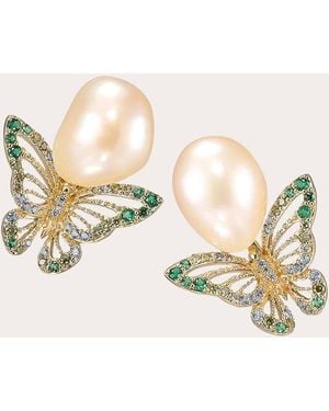 Anabela Chan Cultured Pearl Butterfly Stud Earrings - Natural