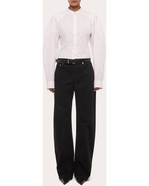 Helmut Lang Cotton Poplin Cropped Saddle Shirt - White