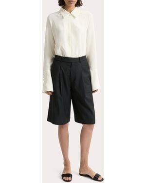 JOAEN Ila Pleated Wool Bermuda Shorts - Natural