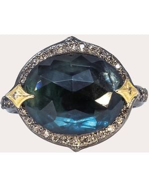 Armenta 18K Blackened Sterling Topaz And Diamond Ring - Blue