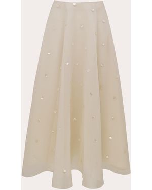 Azeeza Sorcha Pearl-Embellished Midi Skirt - Natural