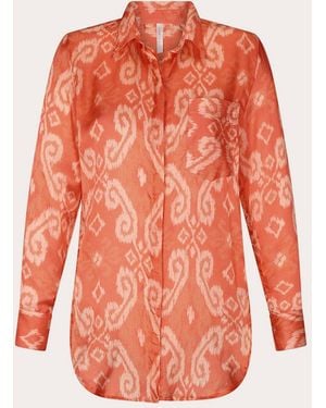 Aguaclara Palais Des Orangers Cotton Silk Button-Up Top Cotton/Silk - Red