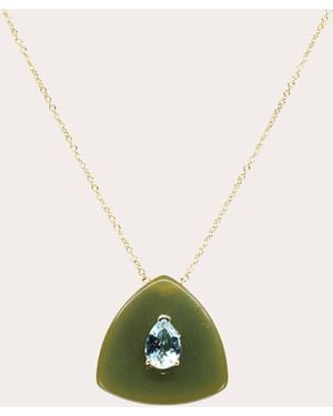 MUVEIL Aquamarine & Bakelite 14K Eden Pendant Necklace - Green
