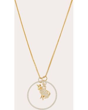Yi Collection Diamond Zodiac Dog Pendant Necklace - Natural