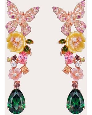 Anabela Chan Emerald & Diamond Vine Drop Earrings - Pink
