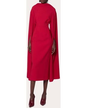 ROKSANDA Nour Crepe Cape-Sleeve Midi Dress - Red