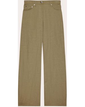 Helmut Lang Cotton Linen Barrel Bootcut Pants - Green