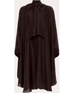 Azeeza Emlyn Tie-Neck Silk Midi Dress - Brown