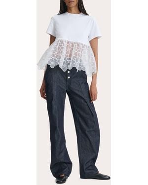 Cecilie Bahnsen Connie Jersey Myrtia Combo Peplum T-Shirt - Blue