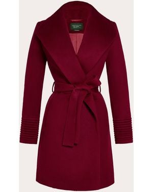 Sentaler Baby Alpaca Shawl Collar Wrap Coat - Red