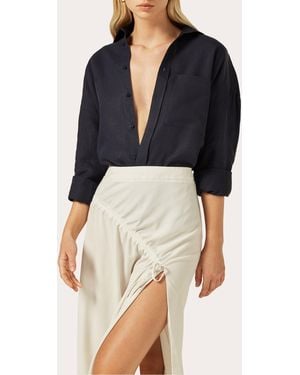 With Nothing Underneath The Weekend Organic Hemp Shirt - Blue