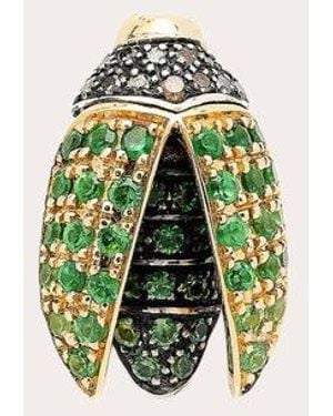 Bibi Van Der Velden Tsavorite & Diamond Mini Scarab Wings Stud Earring - Green