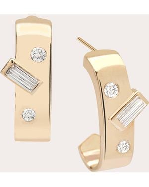 Ritique Diamond Mosaic Mini Mélange Huggie Earrings - Natural