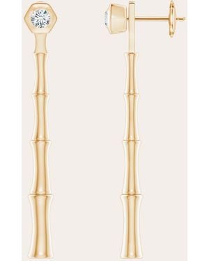 Natori Diamond & 14K Bamboo Linear Drop Earrings - Natural