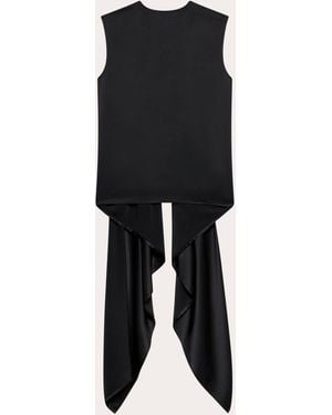 Helmut Lang Silk Satin Reversible Scarf Drape Top - Black