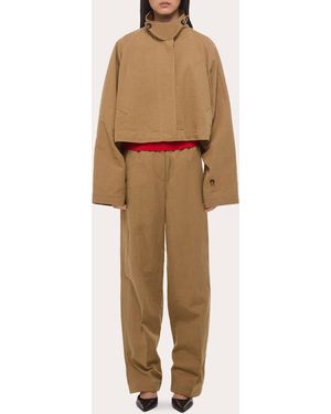 Helmut Lang Cotton Linen Cropped Trench Jacket - Natural