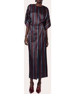 ROKSANDA Nadra Stripe Silk Drape Top - Blue