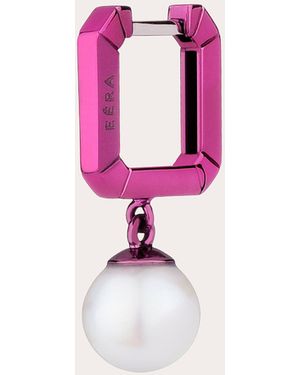 Eera Akoya Pearl Mini Square Hoop Earring - Pink