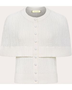 Hellessy Caspian Cable Knit Cape Cardigan - Natural