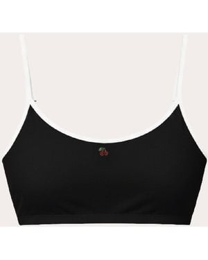 Verde Limon Heaven Cherry Charm Bikini Top - Black