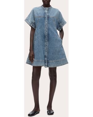 3.1 Phillip Lim Denim Short-Sleeve Trapeze Dress - Blue
