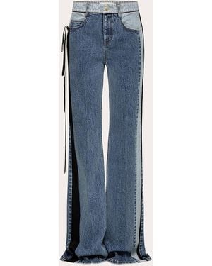 Hellessy Ben Satin Ribbon Straight-Leg Jeans - Blue