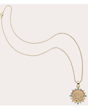 Jane Win Topaz & Aquamarine Strong Petite Coin Necklace - Natural