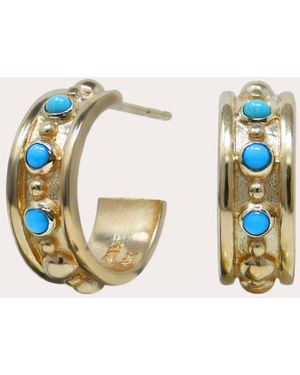 Anzie Méditerranée Joanna Wide Hoop Earrings 14K - Blue