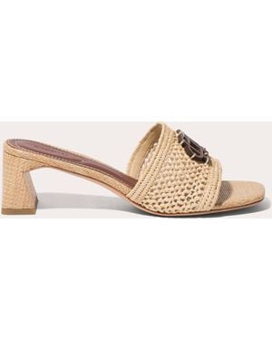 Jonathan Simkhai Sydney Monogram Raffia Block-Heel Sandal - Natural