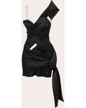 BYVARGA Janet Satin Draped Asymmetric Mini Dress - Black