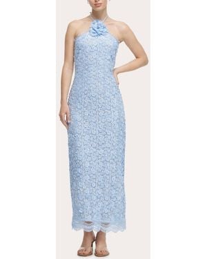 Waimari Beso De Luna Floral Sequin Halter Maxi Dress - Blue