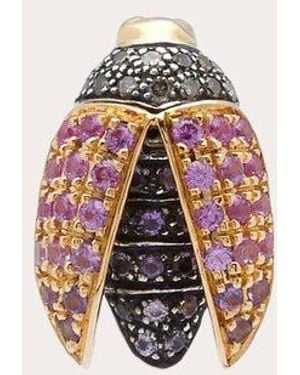 Bibi Van Der Velden Sapphire Mini Scarab Wings Stud Earring - Pink