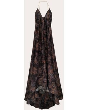 Azeeza Kitty Olesia Paisley Taffeta Halter Gown Polyester - White