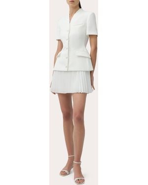 Jonathan Simkhai Leah Crepe Pleated Blazer Mini Dress - Natural